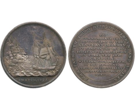 COMMEMORATIVE MEDALS, British Historical Medals, The Loss of the East Indiaman Kent, Silver Medal, 1825, by Thomas Halliday, 