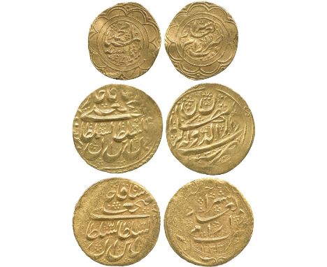 G ISLAMIC COINS, QAJAR, Fath ‘Ali Shah, Gold Toman (2), Dar al-‘Ilm Shiraz 1233h, 4.64g, Dar al-Dawla Kirmanshahan 1238h, 4.6