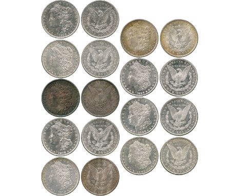 WORLD COINS, USA, Silver Morgan Dollars (9), 1878 (3), seven feathers, second reverse, 1879 (3), 1886 (3) (KM 110). Generally