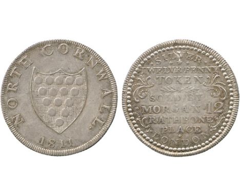 BRITISH TOKENS, 19th Century Tokens, England, Cornwall, County, Morgan’s Silver Shilling, 1811, obv Duchy arms, rev SILVER TW