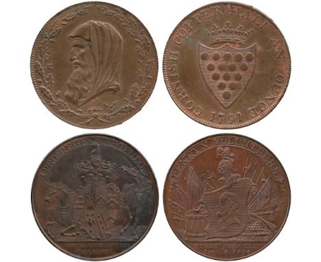 BRITISH TOKENS, 18th Century Tokens, England,  Cornwall, Truro, Cornish Metal Company, Boulton, Copper Halfpenny, 1791, obv d