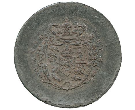 BRITISH COINS, George IV (1820-1830), Uniface Lead Trial Striking of the reverse of a Half-Sovereign or Sixpence, 1821, crown