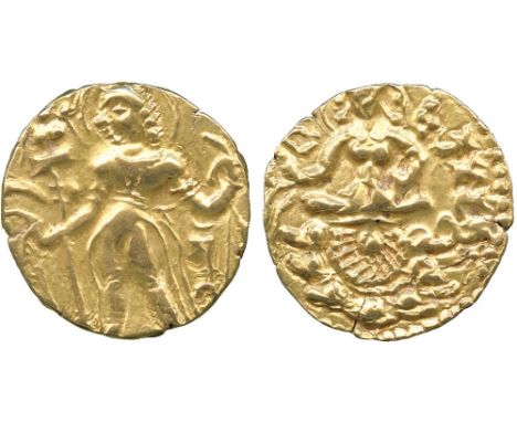 INDIAN COINS, GUPTA, Skandagupta (c.455-480 AD), Heavy Standard Gold Dinar, archer type, Skanda below arm of nimbate king sta