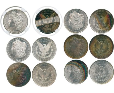 WORLD COINS, USA, Silver Morgan Dollars (6), 1880-S, 1881-S, 1883-O, 1884-O, 1885-O, 1887 (KM 110). All in NGC holders graded