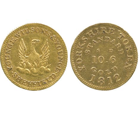 BRITISH TOKENS, 19th Century Tokens, England, Yorkshire, Sheffield, Younge, Wilson & Younge, Gold Half-Guinea Token, 1812, en