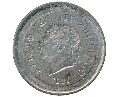BRITISH COINS, George III, Uniface Incuse Retrograde Lead Trial Striking for the obverse of the Half-Sovereign, 1817, laureat