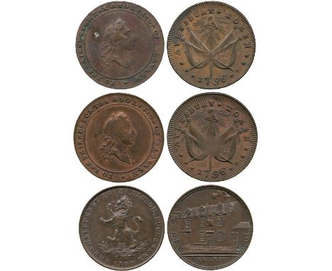 BRITISH TOKENS, 18th Century Tokens, England,  Buckinghamshire, Aylesbury, Lutwyche, Copper Halfpenny (2), 1796, obv bust of 