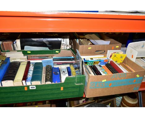 FOUR BOXES, A CASE and one small Book Shelf containing over 120 Book titles, a quantity of Wood Working and Camera magazines 