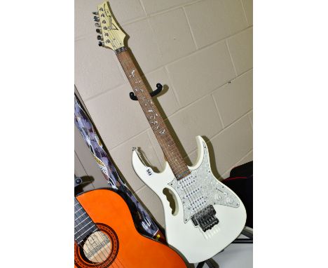 AN IBANEZ JEM J STEVE VAI MODEL ELECTRIC GUITAR with Serial No S05050420, Maple Neck, Mother of Pearl foliate inlays to finge