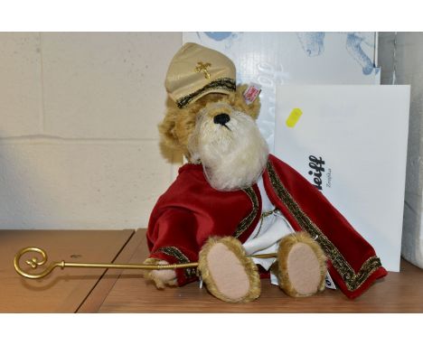 A BOXED LIMITED EDITION STEIFF BEAR, old gold, 285/2008 Christmas Appearance 'Saint Nicolas', with gold button and a red and 