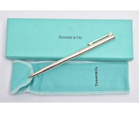 A BOXED 'TIFFANY &amp; CO' BALL POINT PEN, polished white metal pen, signed 'Tiffany &amp; Co, Germany' and stamped 925, toge