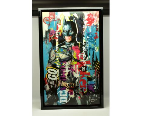 ZINSKY (CONTEMPORARY) 'EVER DANCED WITH THE DEVIL' a signed limited edition embellished print on board, depicting superhero B