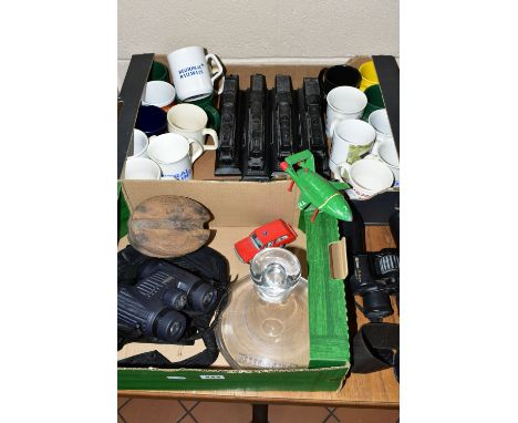 TWO BOXES OF COLLIER ROW CARVED STEAM ENGINES AND A COLLECTION OF BRITISH RAILWAY MUGS, to include  five steam engines handcr