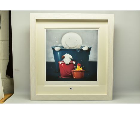 DOUG HYDE (BRITISH 1972) 'RUB A DUB DUB', a signed limited edition print, depicting his trademark figure, dog and a rubber du