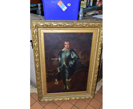 A NINTEENTH CENTURY COPY OF 'THE BLUE BOY' AFTER THOMAS GAINSBOROUGH, oil on canvas, unsigned with Cecil W. Woods 190 Brompto