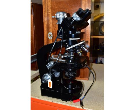 WILD HEERBRUGG M20 BINOCULAR MICROSCOPE, complete with wooden box, untested (1)