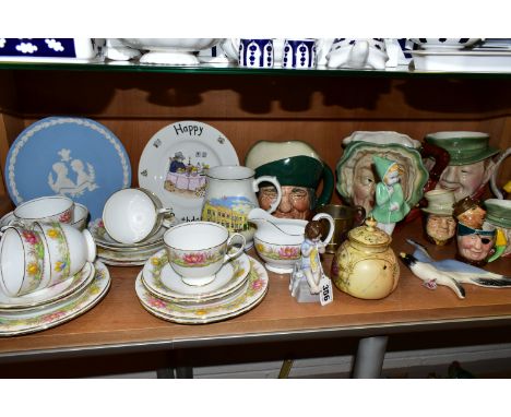 AN AYNSLEY TEAWARES AND ASSORTED CERAMICS, comprising a Royal Worcester Days Of The Week 'Saturday Girl' figure, a figural wi