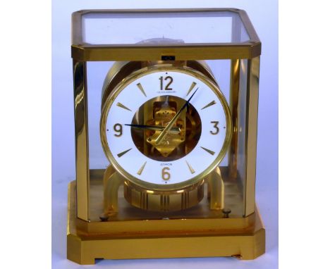 JAEGER LE COULTRE, GILT BRASS CASED ATMOS CLOCK, white chapter ring with gilt batons and Arabic numerals, stamped 532709, 9 1