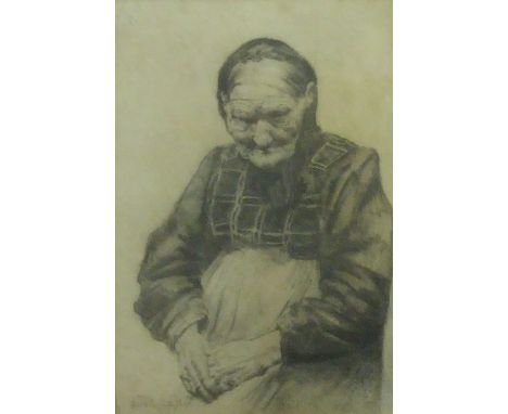 ERICH WOLFSFELD (1884-1956)  PENCIL DRAWING Portrait of an elderly lady  Signed 15" x 10 1/4" (38.1 x 26cm) (a.f.) 