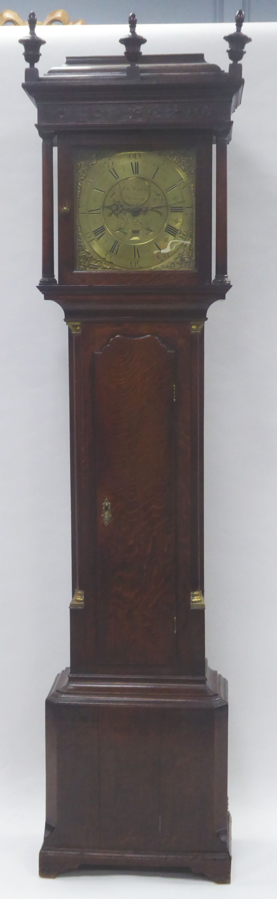LATE EIGHTEENTH CENTURY OAK LONGCASE CLOCK, signed Edward Barlow