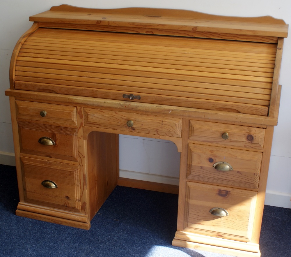 Stunning large solid pine roll top desk