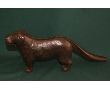 antique cast iron dog form nut cracker
