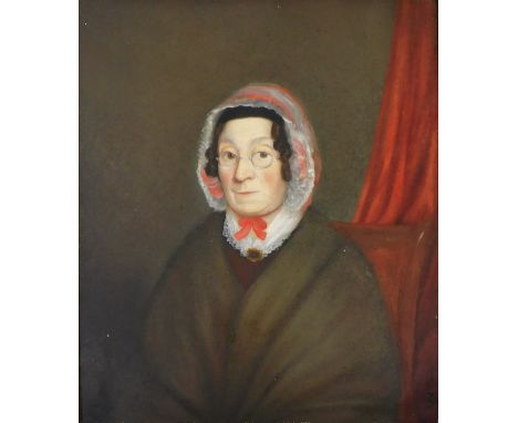 Jonathan Cattermole (1831 - ?). Possibly Cecilia-Maria-Barthelemon portrait, singer and composer, quarter profile, oil on boa