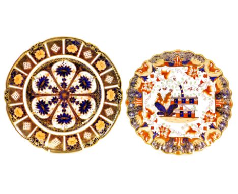 A Royal Crown Derby Imari pattern plate, of shaped form, marked beneath, 23cm wide, and a further Spode Copeland's plate in t