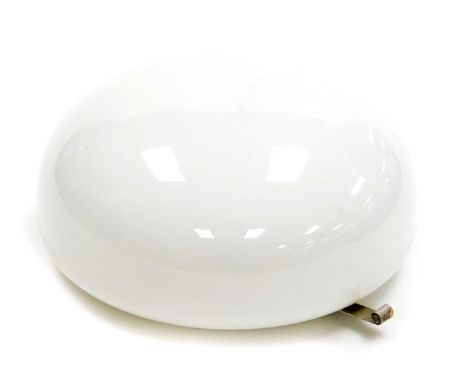 A 20thC light fitting, with milk glass shade, of circular form, with mounts to the top, 26cm diameter.  