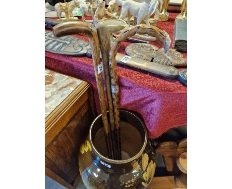 Trio of Walking Canes inc an Irish Knobkerrie plus a Birmingham Hallmarked Silver Example