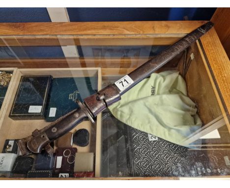 Military WWI Bayonet Dagger &amp; Scabbard, marked GRI 1907 to blade - Militaria Interest