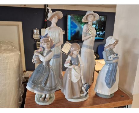 Set of Five Lladro, Nao and Nadal Spanish Porcelain Figures