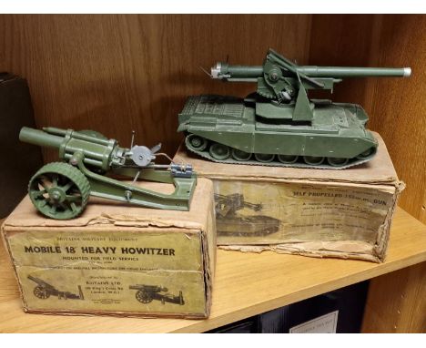 Pair of Britains Limited Original Army Tank Toys inc Mobile Heavy Howitzer and Self Propelled 155m Gun Tank