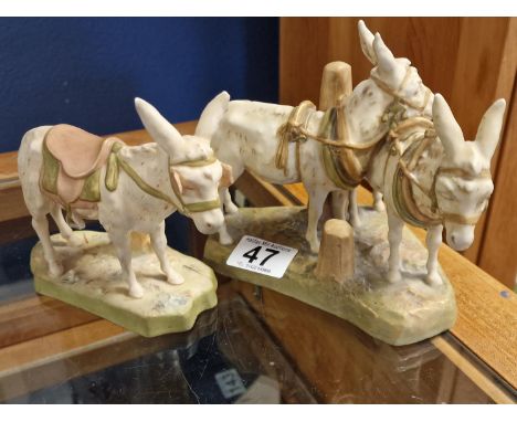 Pair of Royal Dux Porcelain Donkey Figures