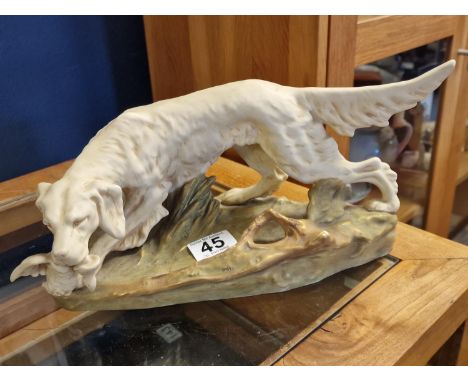 Royal Dux Porcelain Hunting Dog Gundog Figure '1685' - 33cm across