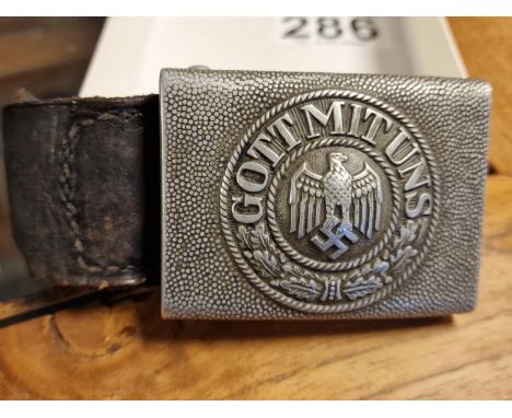 German WWII Army Other Ranks Heer Belt Buckle - regiment marks 'JR 241' to tab