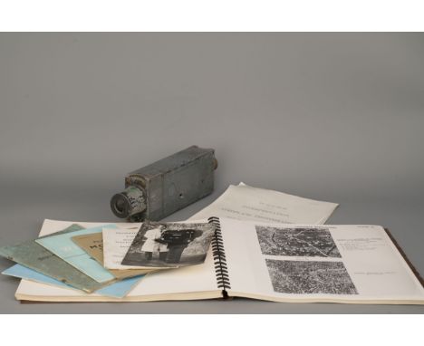 A Williamson G-45 Gun Camera, together with other literature on aerial photography, including hand written exercise book by K