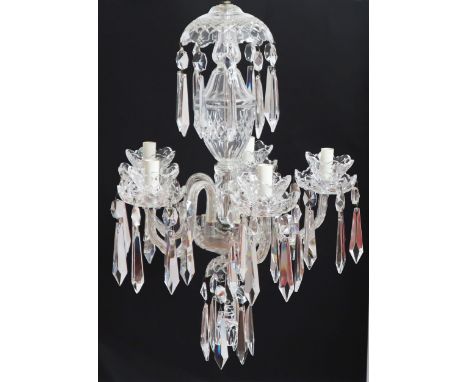 A Waterford Crystal Chandelier,&nbsp; five branch lead crystal cut glass chandelier, Irish,  mid 20th century, complete, heig