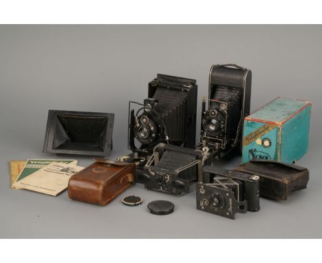 A Selection of Various Folding Cameras, including Ensign Vest Pocket Ensign, Zeiss Ikon Piccolette, Zeiss Ikon Cocarette and 