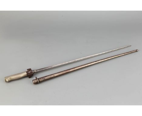 A French Model Lebel Bayonet, with alloy handle, epee spike, rotating collar locking device, with steel scabbard.Sword number