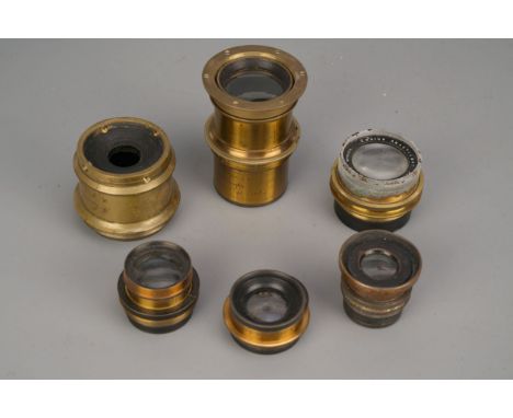 A Selection of Brass Lenses, including J Lancaster &amp; Sons Portrait, Ross No.3 Wide Angle Symmetrical and others (a lot)