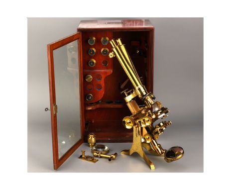 A Large & Impressive Ross No.1 'Improved' Compound Binocular Microscope Outfit, English, c.1880, signed to the rear of the fo