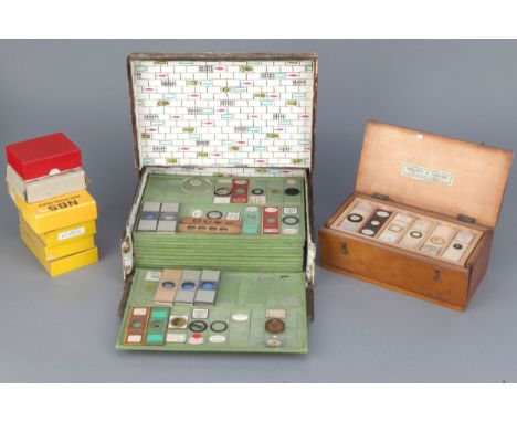 A Large Collection of Microscope Slides, in two cases with some in yellow card cases, slides include various subjects by vari