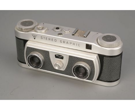 A Wray Stereo Graphica Camera, with Wray Stereo f/4 35mm lenses