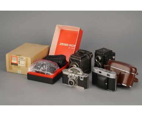 A Selection of Various Cameras, including Mercury Univex, KW Pilot Super, Voigtlander Brillantm Kodak Retina Iic and Zeiss Ik