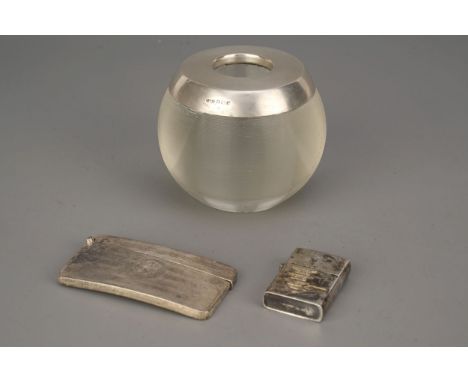 Silver &amp; Glass Match Striker &amp; Case, Edwardian glass and Sterling silver match striker, marked J. G &amp; S with hall