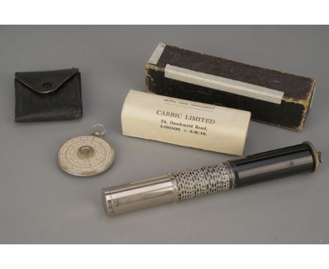 Circular Slide Rules, An Early Otis King Model K calculator, white scales on black, serial no. A6785, cased with instructions