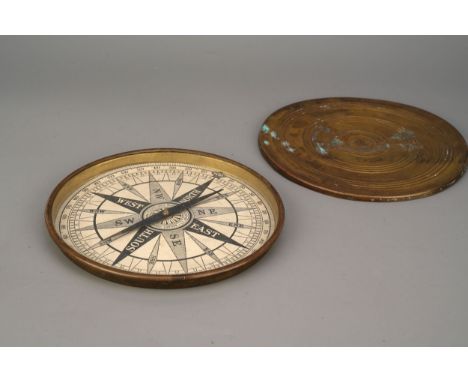 An Unusually Large Brass Compass, with paper rose marked 'Educational Supply  Association Ltd, Holborn Viaduct London', with 