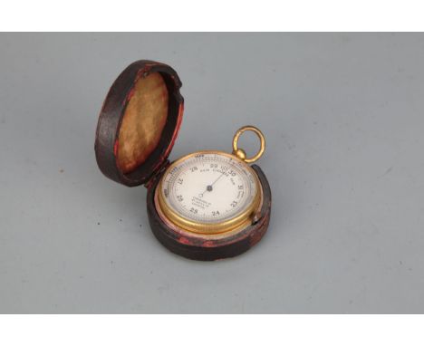 A Pocket Barometer,&nbsp; by  Chadburns Ltd, C.1900, gilt brass case, silvered dial with rotating altimeter bezel, pressure t
