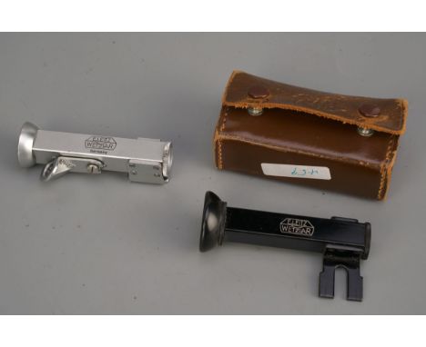 Two Leica WINTU Right Angle Finders, one chrome and one early black example in case (2)Import Duty These items have been brou